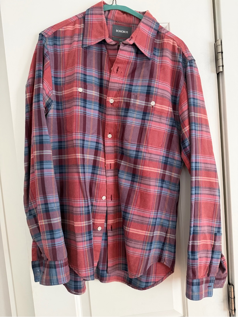Bonobos Red and Blue Plaid Long-Sleeve Button-Down Shirt